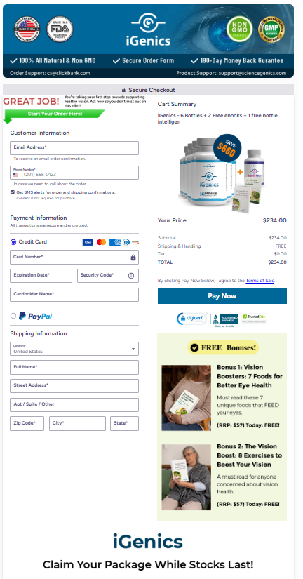 iGenics Secured order page